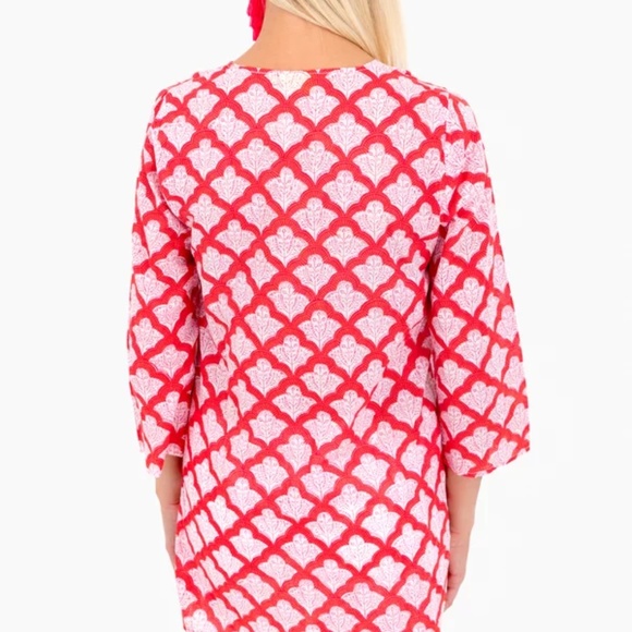 Roberta Roller Rabbit Red Patterned Tunic Caftan - Picture 3 of 8